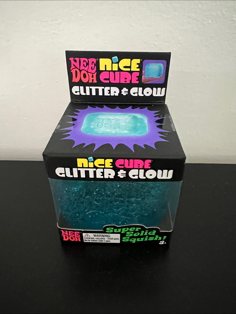 Needoh Nice Cube Glitter & Glow - Blue viral toy hard to find!